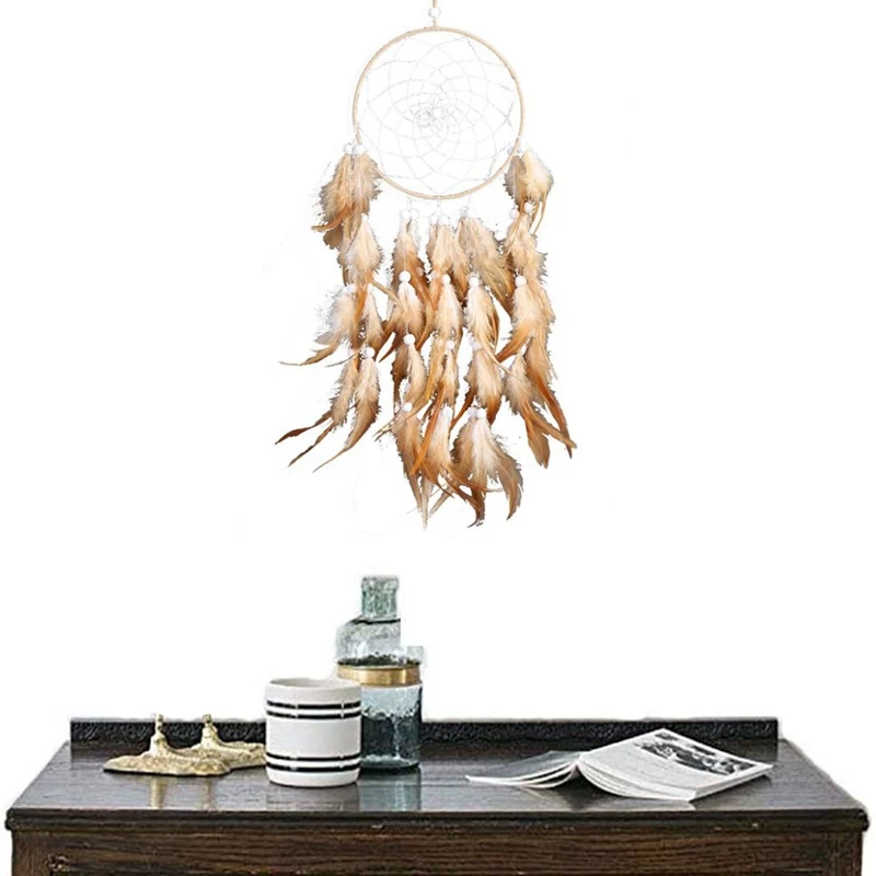 

Handmade Dream Catcher Net with Feathers Wall Hanging Dreamcatcher Craft Gift Christmas Decoration for Home 60cm