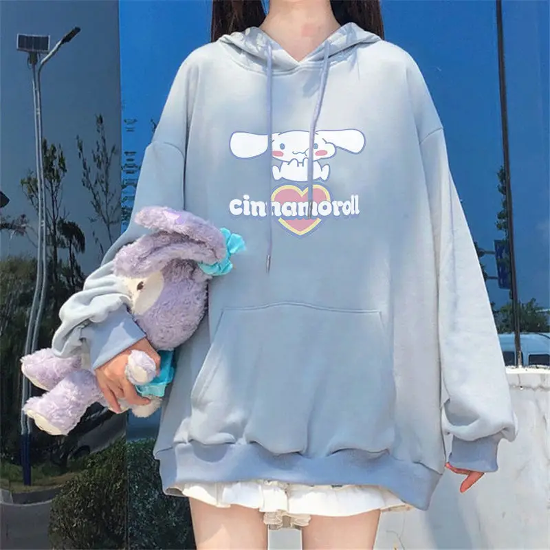 HOUZHOU Anime Hoodie Women Kawaii Cute Rabbit Print Pullovers Aesthetic Soft Girl Long Sleeve Oversize Sweet Sweetshirts Fashion