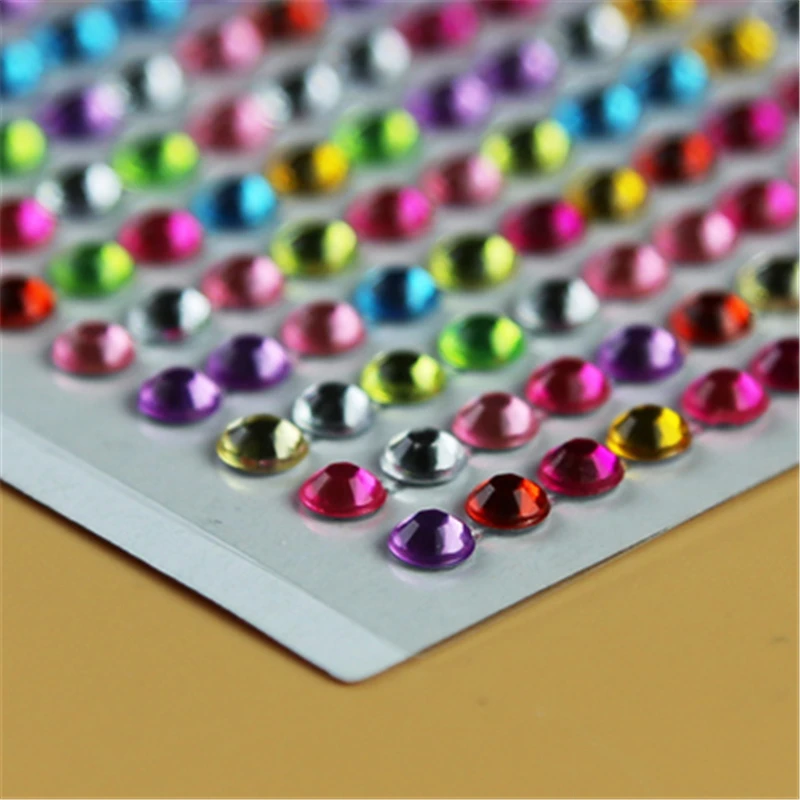 multicolor 1200 шт./компл. 3 мм самоклеящиеся акриловые стразы для телефона, ПК, машины наклейка Средства для укладки волос Искусство Алмазная Скрапбукинг наклейки - Цвет: multicolor