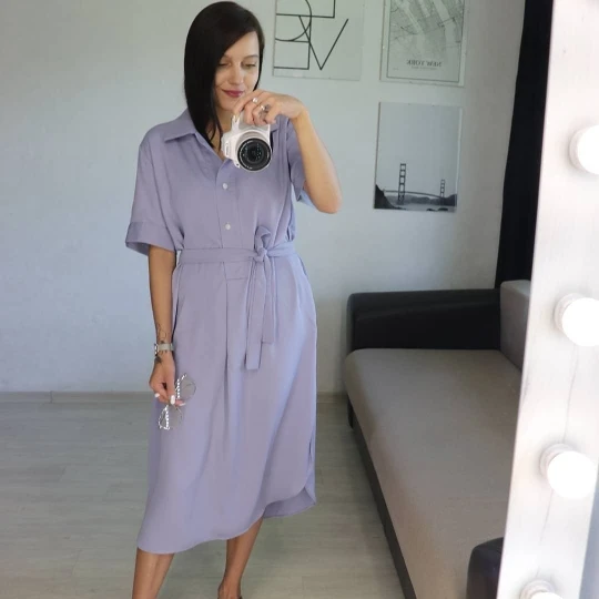 Женское платье с отложным воротником весеннее в Корейском стиле полурукавами и