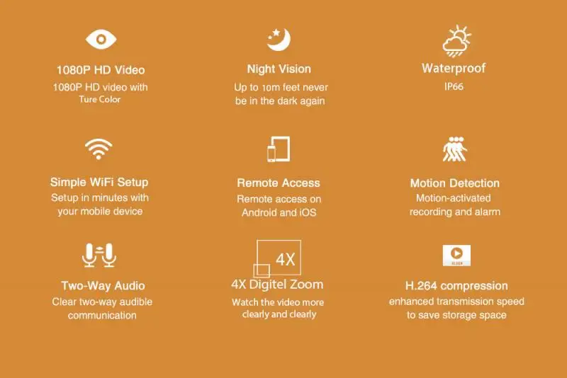 1080P Wi-Fi беспроводная ip-камера белого цвета с инфракрасным ночным видением, водонепроницаемая наружная камера видеонаблюдения для домашней безопасности IR Surveilance