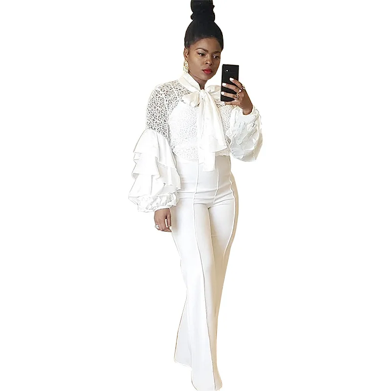 Европейская мода женская белая шифоновая блузка с рукавом бабочкой бантом на