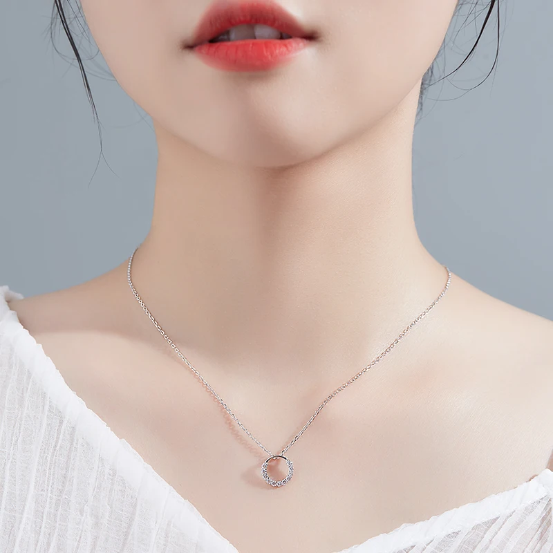 2020 Lady Simple Lab Diamond Pendant Real 925 Sterling Silver Charm Party Wedding Pendants Necklace For Women moissanite Jewelry | Украшения