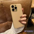 Кожаный чехол в стиле ретро для iPhone 13, 12 Pro Max, 11, XS Mini, 7, 8Plus, Защита камеры, матовый Силиконовый однотонный чехол цвета хаки