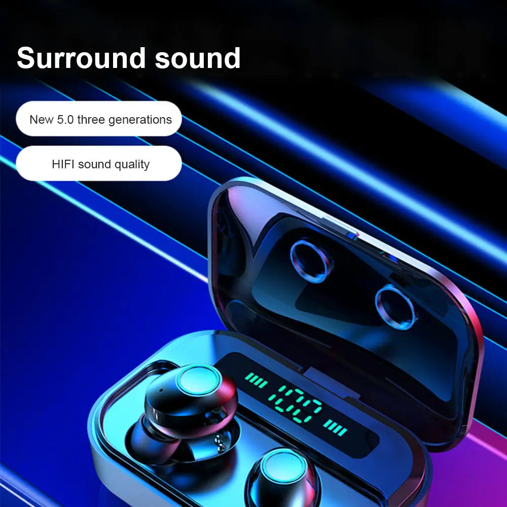 CBAOOO TWS 5,0, Bluetooth наушники, гарнитура, мощный светодиодный дисплей, беспроводные наушники, IPX7, водонепроницаемые спортивные наушники, стерео, бас, наушник