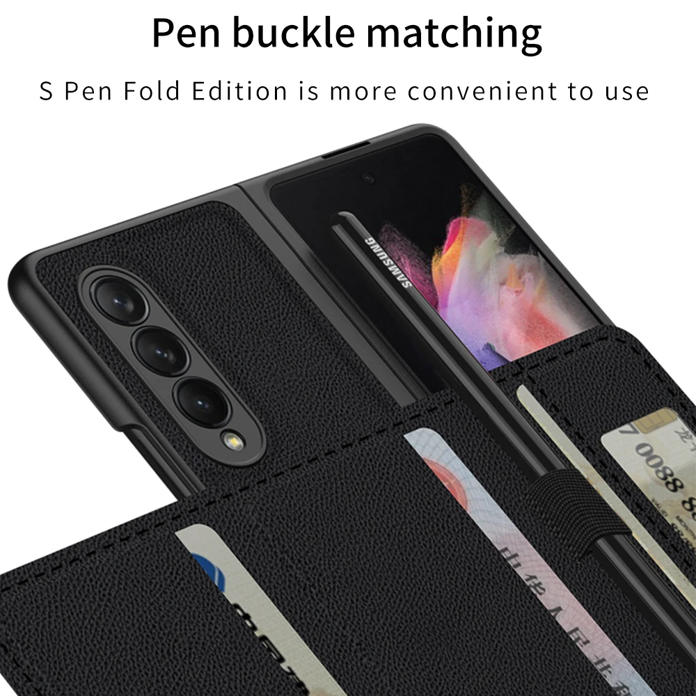 Funda plegable para S Pen Edition para Samsung Galaxy Z, carcasa con 3 ranuras para tarjetas, billetera con atracci&oacute;n magn&eacute;tica y S Pen Slot Only Case-3