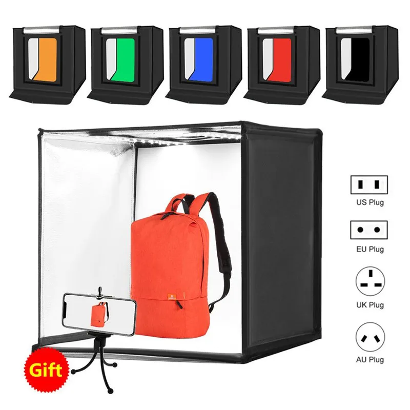 Портативный светодиодный лайтбокс PULUZ 60 см, Лайтбокс для фотостудии, складной софтбокс для фотосъемки, настольный Лайтбокс для фотосъемки, комплект палатки