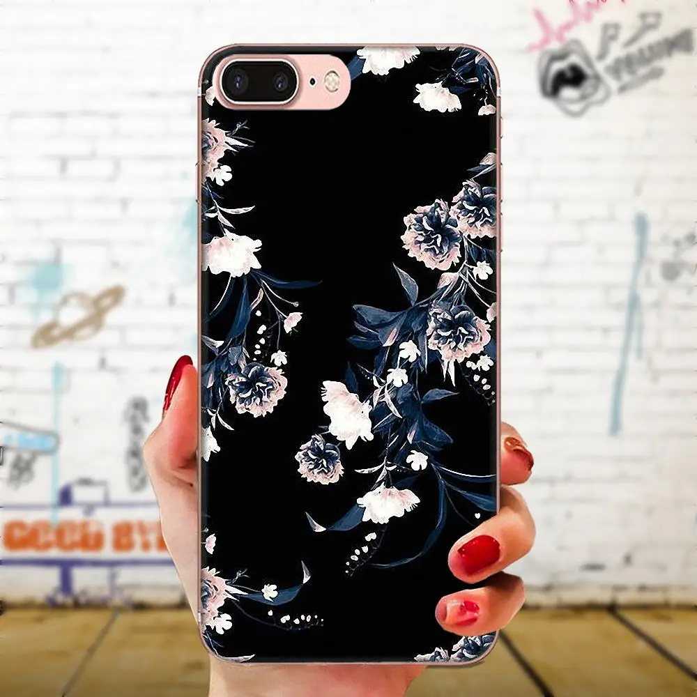Soft Transparent Cover For Sony Xperia Z Z1 Z2 Z3 Z4 Z5 compact Mini M2 M4 M5 T3 E3 E5 XA XA1 XZ Premium Black Flower | Мобильные