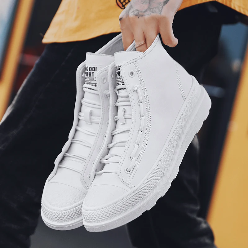 Мужская кожаная обувь модные высокие мужские ботинки роскошные Брендовые