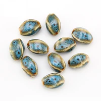 10pcs fashion oval shape ceramic beads for diy bracelet necklace jewelry making accessories charm flower glazed porcelain bead