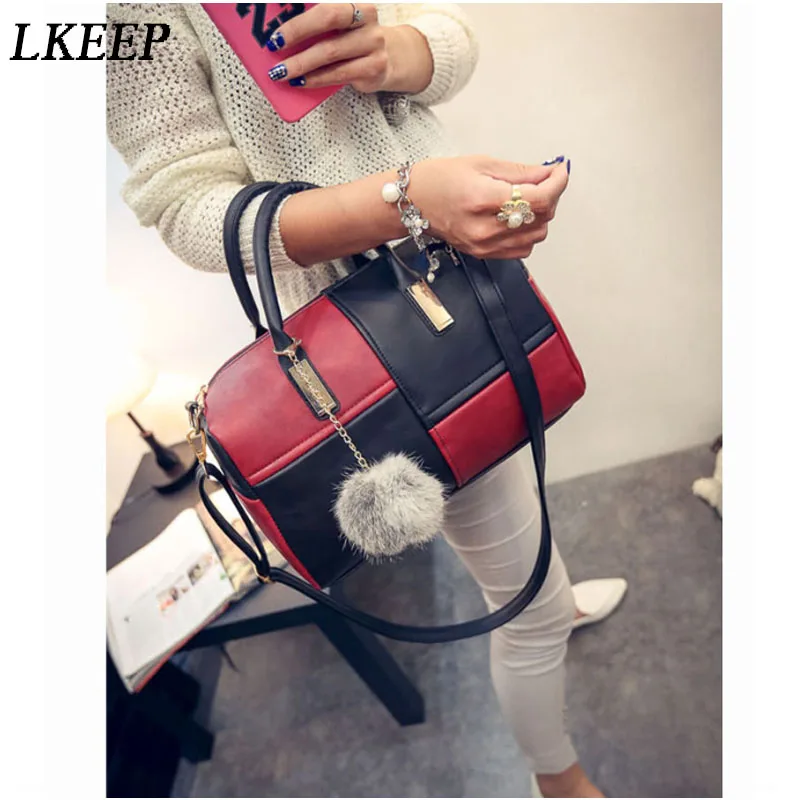 Хит продаж женская сумка Boston в стиле пэчворк из искусственной кожи дизайнерские