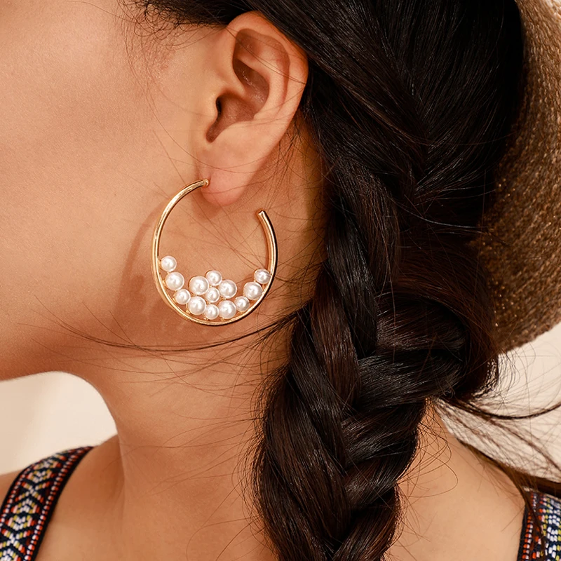 Модные золотые серьги-гвоздики Tocona простые круглые геометрические роскошные с