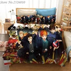 Комплект постельного белья с 3D принтом Аниме Haikyuu, пододеяльник, льняное постельное белье, домашний текстиль, двойной, полный размер QueenKing