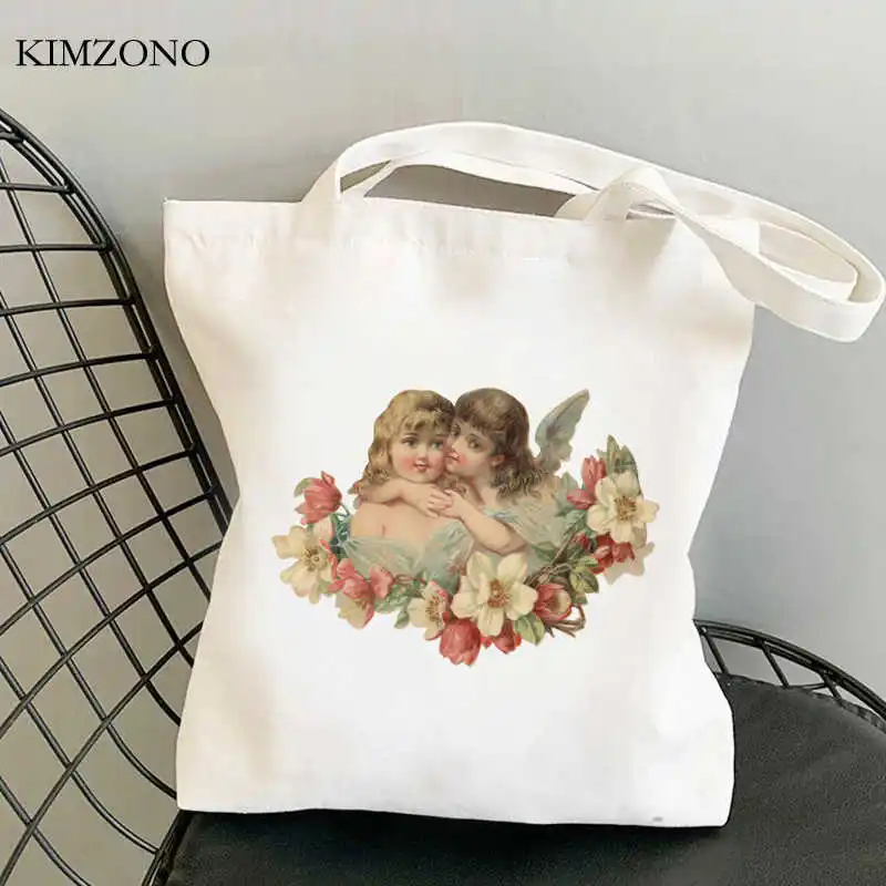 

Angel shopping bag eco canvas shopper recycle bag bolsas de tela shopper bag sacola bolsas reutilizables foldable fabric sacolas