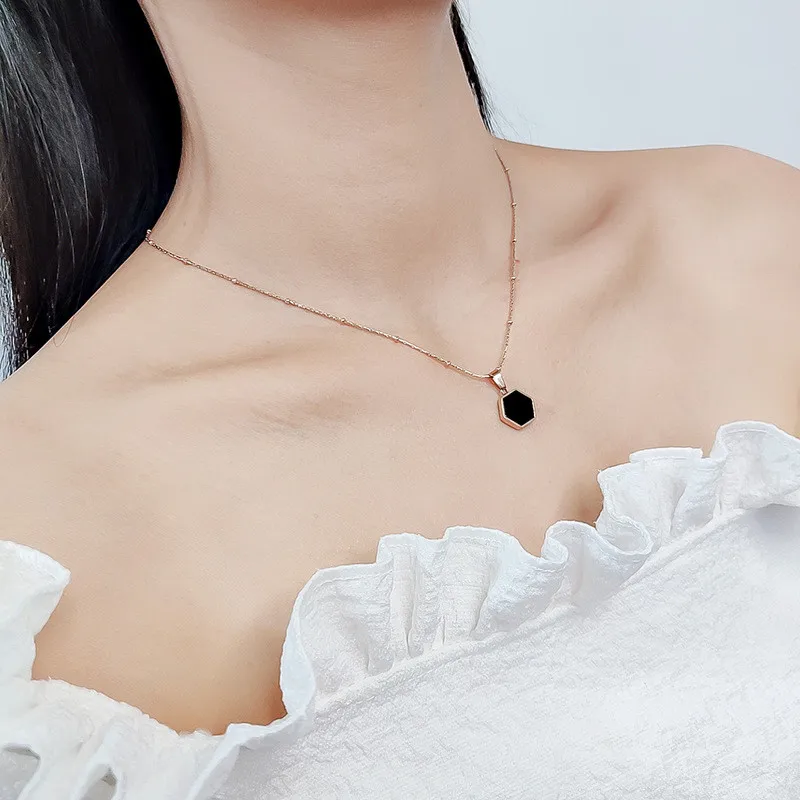 Титановое стальное ожерелье для женщин Корейский геометрической формы цепочка с