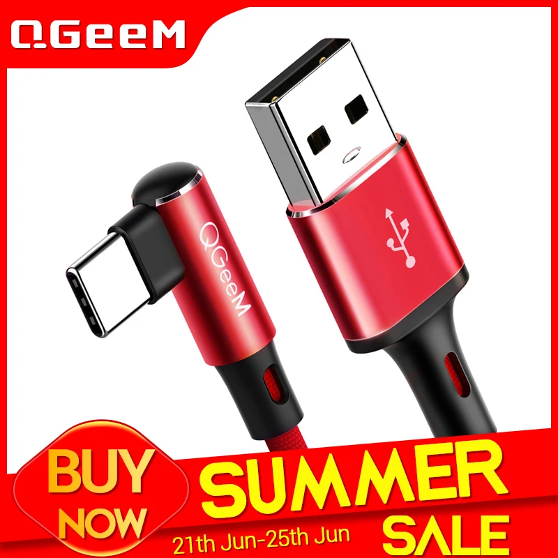 Кабель QGEEM USB Type C для Samsung Note 8 S8 Xiaomi mi A1 кабель сотового телефона типа быстрой