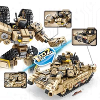 meoa 621020 2 in 1 deformation robot and m1a2 tank building blocks assembly tank model bricks educational toys christmas gifts
