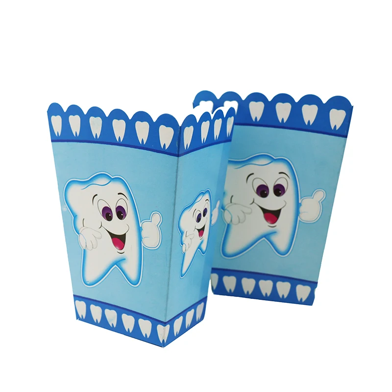 6 шт. зубы тема попкорн коробки вечерние украшения детский душ принадлежности