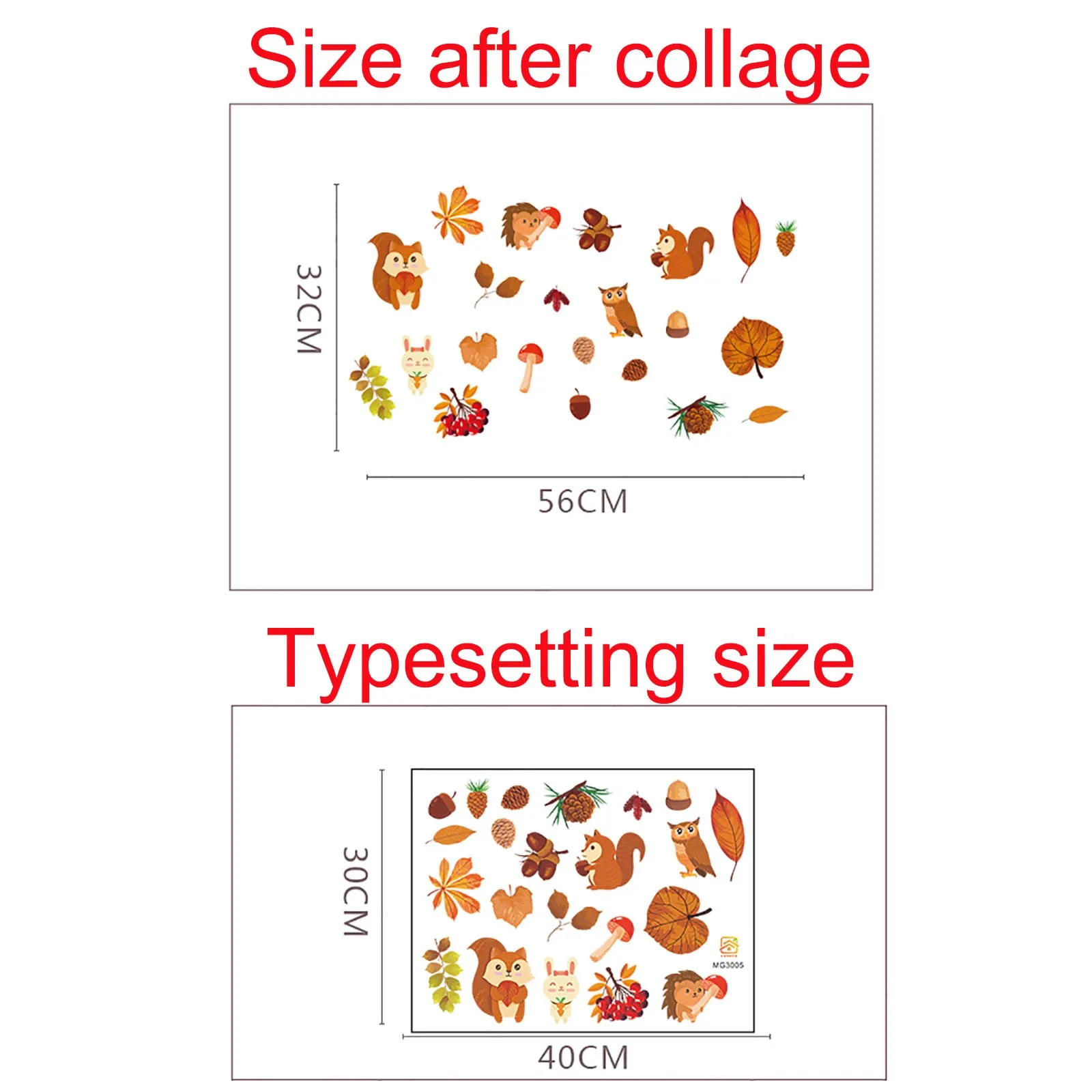 Белка и сосновые конусы Осеннее украшение наклейки на стену День Благодарения