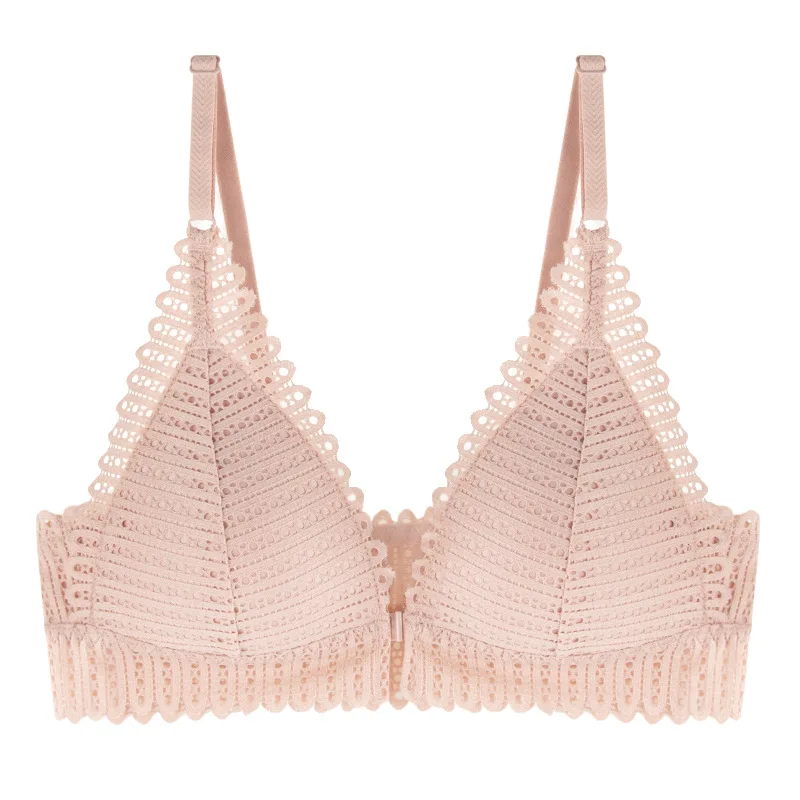 Lace Wireless Front Closure Bra Sexy Lingerie Comfortable Seamless Backless Bralette Adjusted Push Up Bras For Women | Женская одежда
