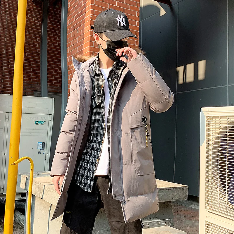 Winter Coat Men jacket Windbreaker Fur Hooded Thicken Jacket Men's Streetwear Hip hop Military Trench Long Parka