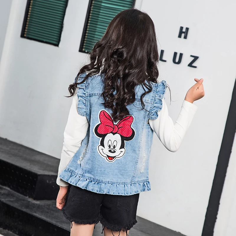 

Disney Mickey Mouse Girls New Children's Clothing Sleeveless Jacket Denim Vest Girls Vest Simple Fashion