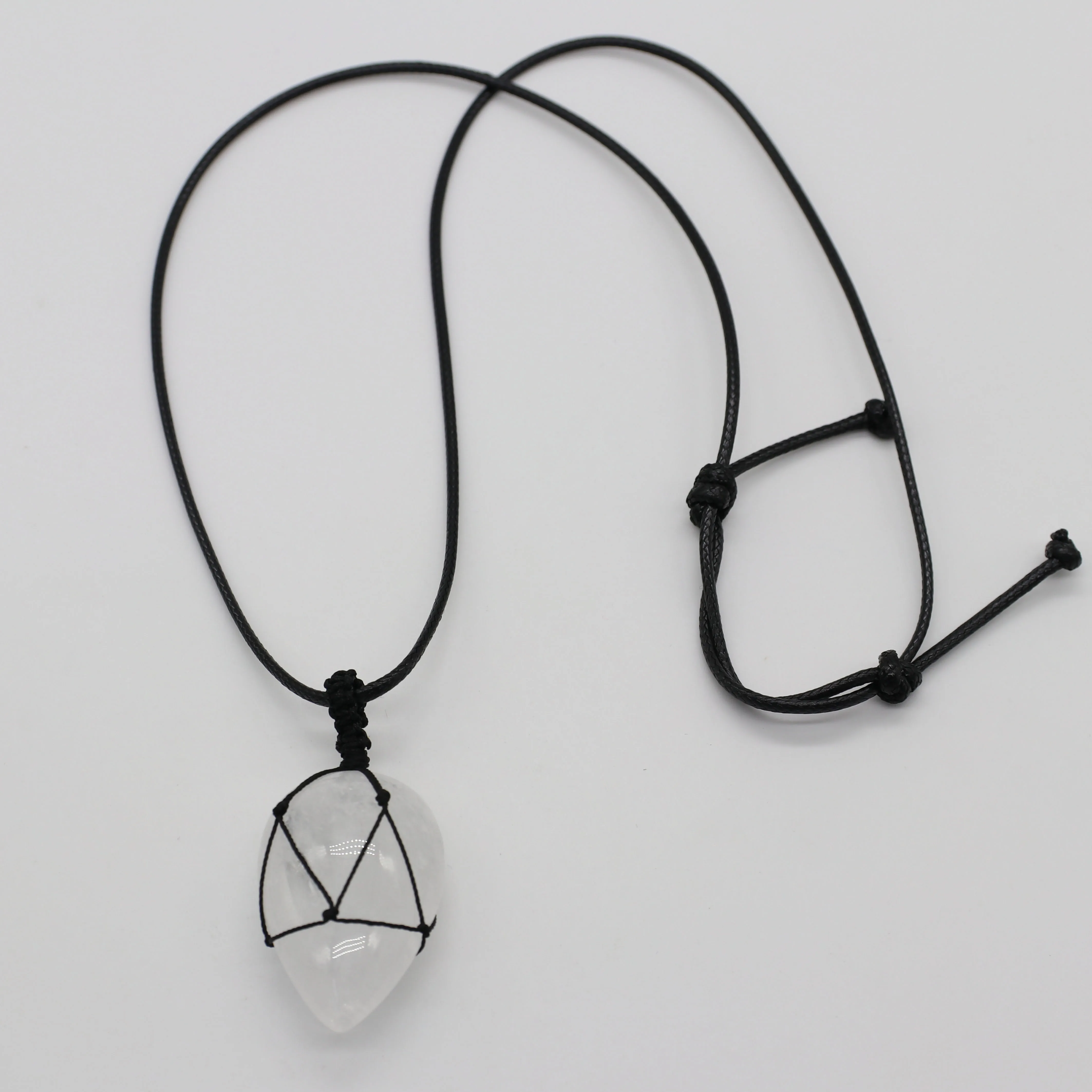 Новый дизайн Овальный Кулон из натурального камня регулируемый шнур ожерелье