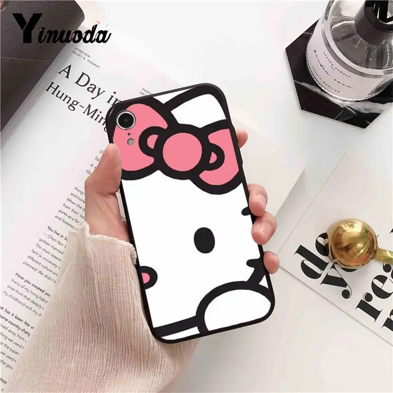 Yinuoda хит продаж Модный hello kitty черный чехол для телефона iPhone 11 pro XS MAX 8 7 6 6S Plus X 5 5S SE XR