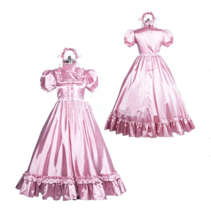 

Hot Pink sissy silk dress Gothic Lolita custom