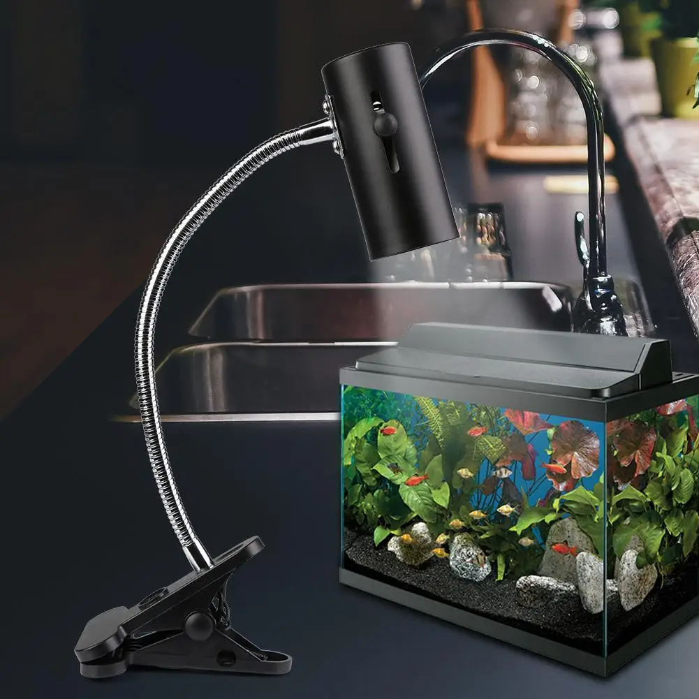 

Fish Turtle Tank Reptile Heating Light Holder 360 Degree Rotation E27 Lamp-socket Clip-on Bulb with Lamp Clip Cover