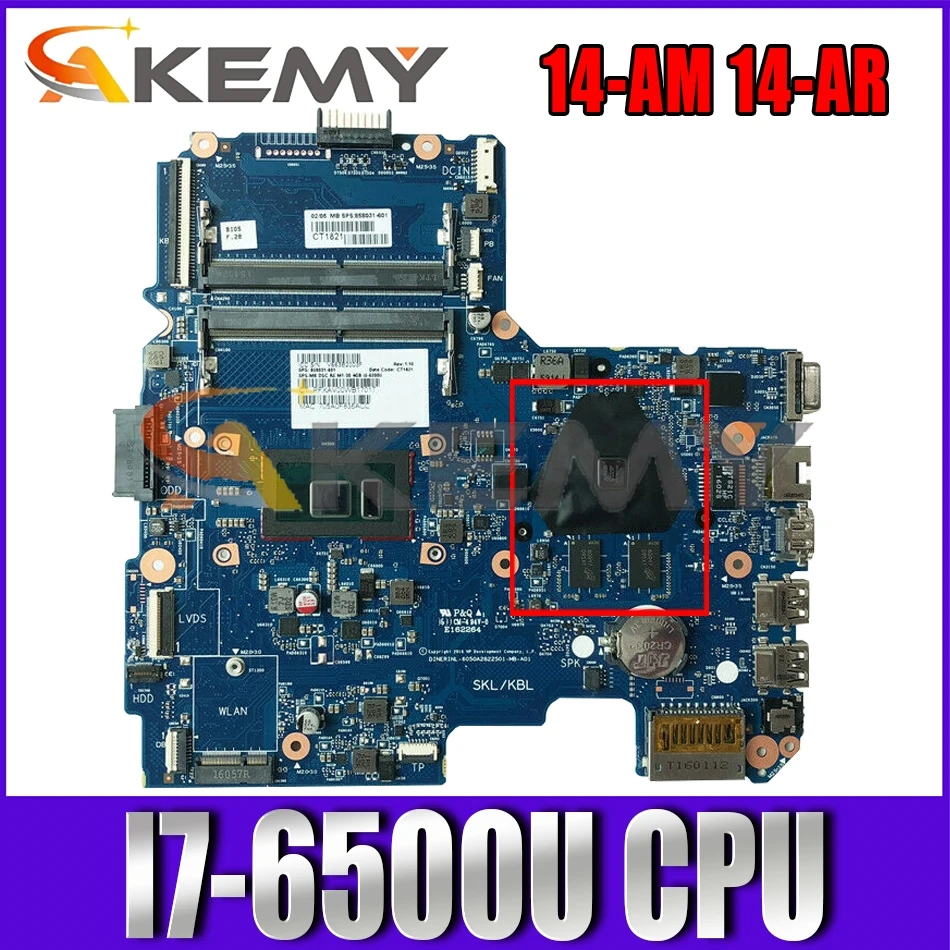 

858033-001 858033-501 For HP Pavilion 14-AM 14-AC I7-6500U Laptop Motherboard 6050A2822501-MB-A01 216-0864032 Notebook Mainboard