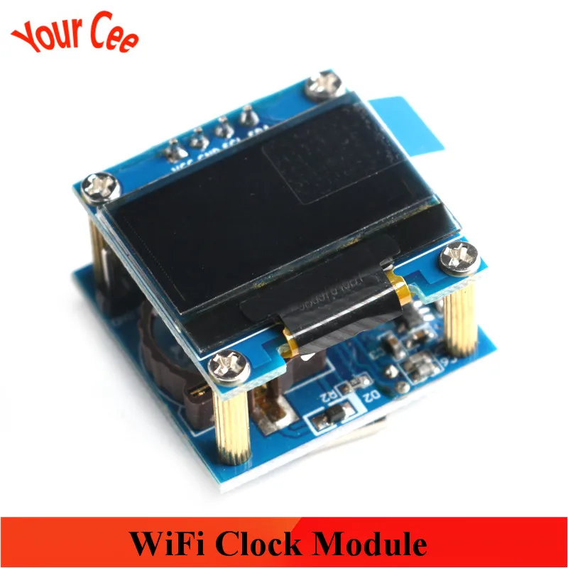 ESP8266 0 96 дюймовый oled дисплей модуль WiFi часы ЖК экран ESP 12F DIY прогноз погоды IIC I2C 5V