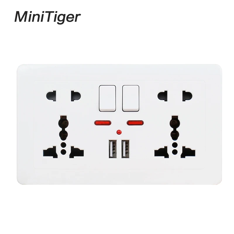 Minitiger 2 1 А двойной usb-порт для зарядки светодиодный индикатор настенная розетка