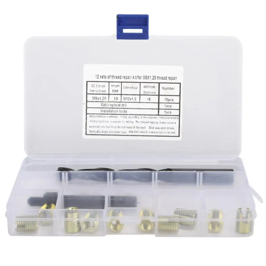 12 шт. M2/M2.5/M3/M4/M5/M6/M8/M10 комплект для ремонта резьбы саморез втулка спиральная резьба