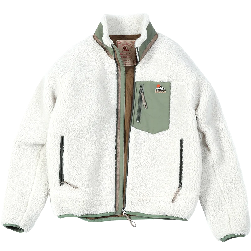 

SIMWOOD 2021 Spring winter new panelled fleece jacket men plus size sherpa teddy Jacket high quality plus size coats SI980742