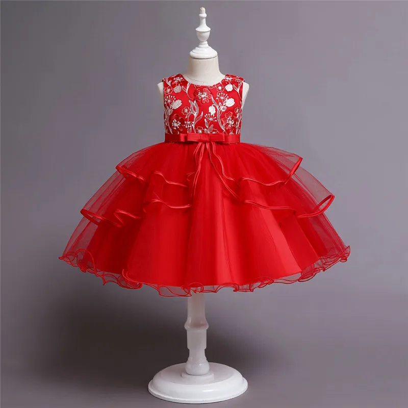 

Princess Kids Dresses Ball Gown Lace Flowers Baby Girls Clothes Children Wedding Birthday Party Dress Vestido Wear Dress 2-10Y