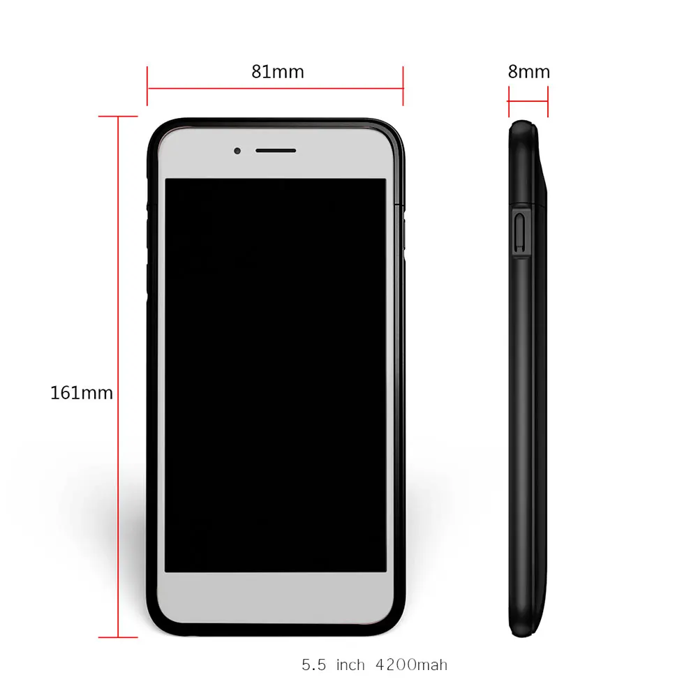 Чехлы с зарядным устройством для iPhone 6 6s 7 8 Plus Ультратонкий Внешний чехол