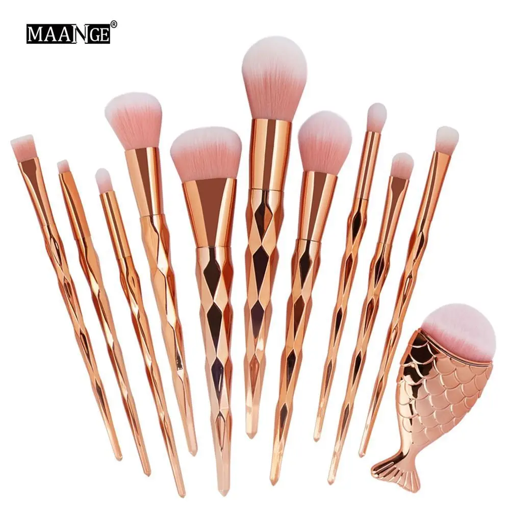 SCA-11pcs-2 4/8 шт. набор металлических кистей для макияжа, косметические тональный крем для лица Мощность тени для век Карандаш для глаз набор кистей для макияжа Набор для макияжа бровей, ватным тампоном Dfdf - Handle Color: SCA-11pcs-2