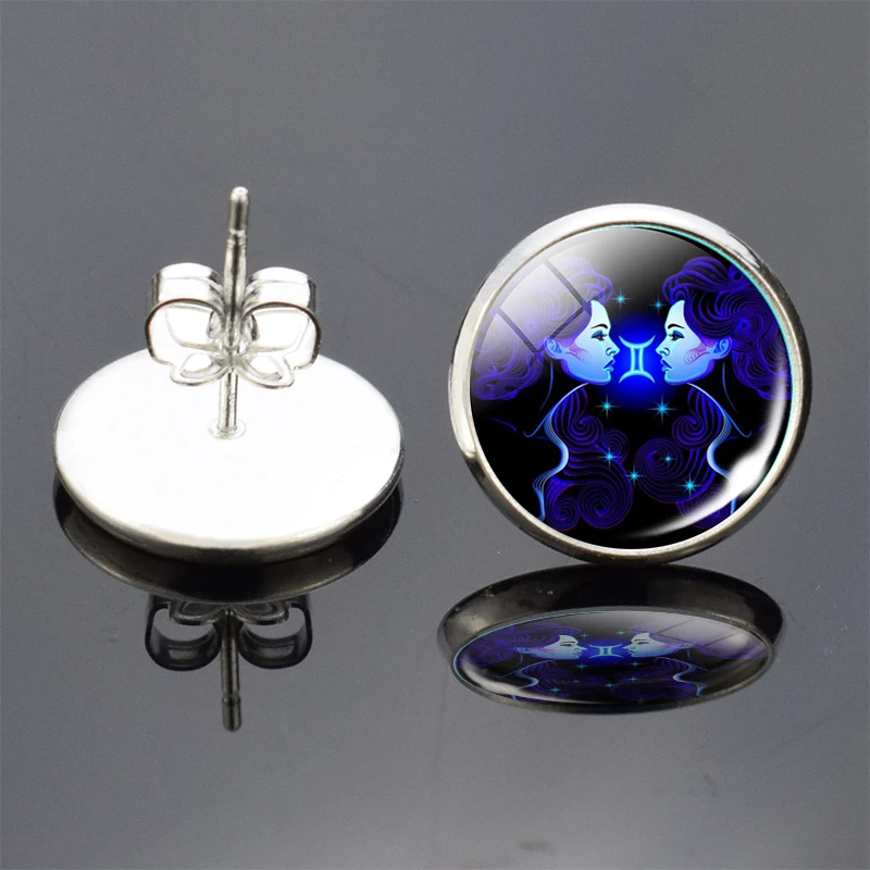 Женские серьги гвоздики со знаком зодиака 12 дюймов|Серьги-гвоздики| |