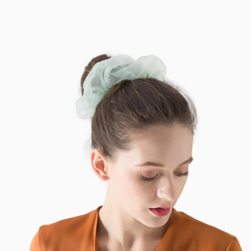 

New Mesh Gauze Hair Band Simplicity Transparent Hair Band Oversized Hair Ring Elastic Hair Bands Solid Color Hair Accessories