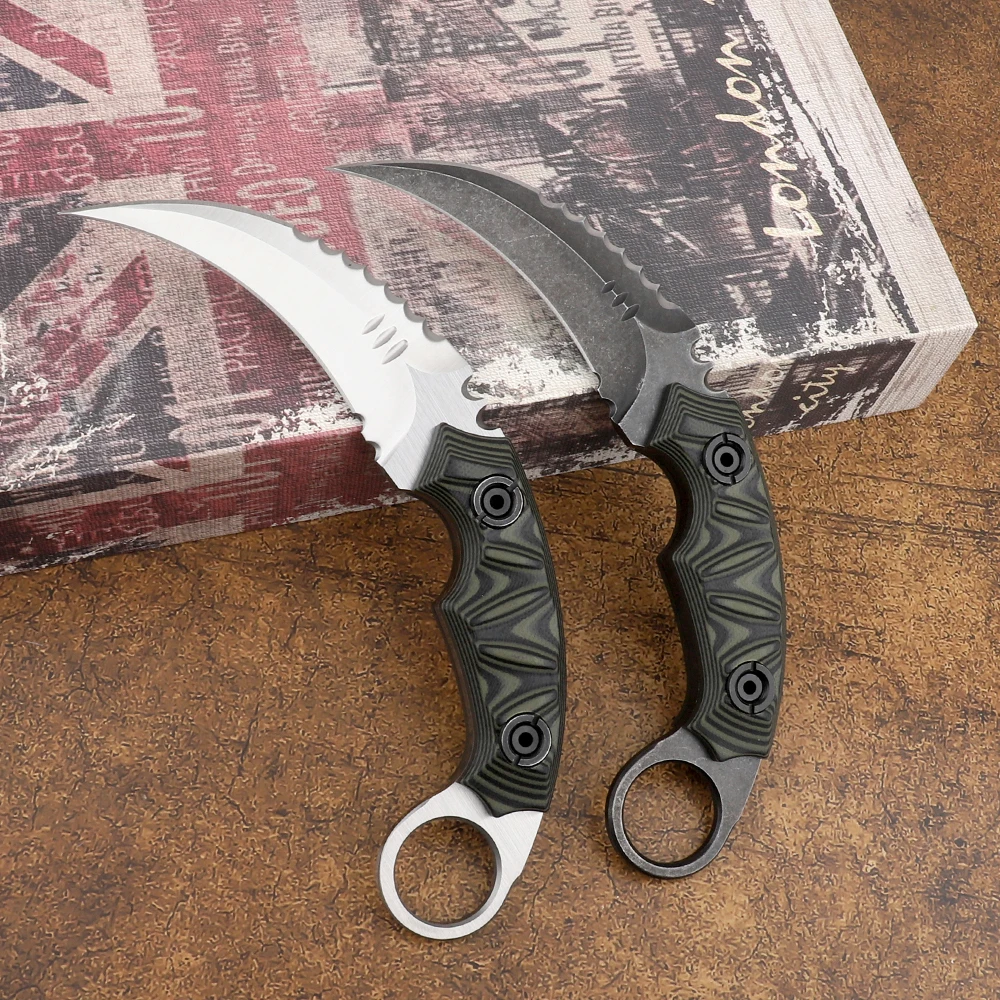 Карамбит для выживания на природе тактический острый нож с когтями D2