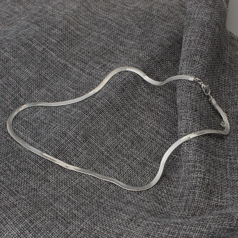 New Fashion Silver Plated Necklace Unisex Flat Snake Link Chain Lobster Clasp Collares Necklaces For Women Men Gifts 2022 | Украшения и