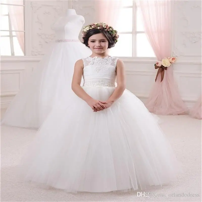 

2021 vintage Latest Flower Girl Dresses Ball Gown Keyhole Bow Party Pageant Communion Dress for Wedding Little Girls Kids/Childr