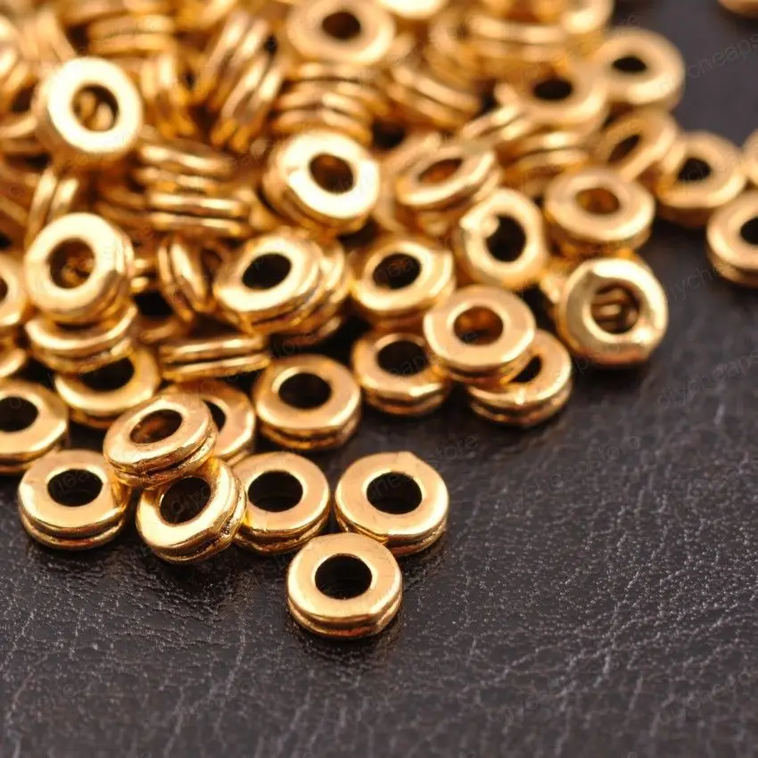 Antique Gold 100 шт Круглые тибетские серебряные DIY бусины для изготовления ювелирных изделий металлические амулеты разделительные бусины фурнитура для браслета 6 мм - Цвет: Antique Gold