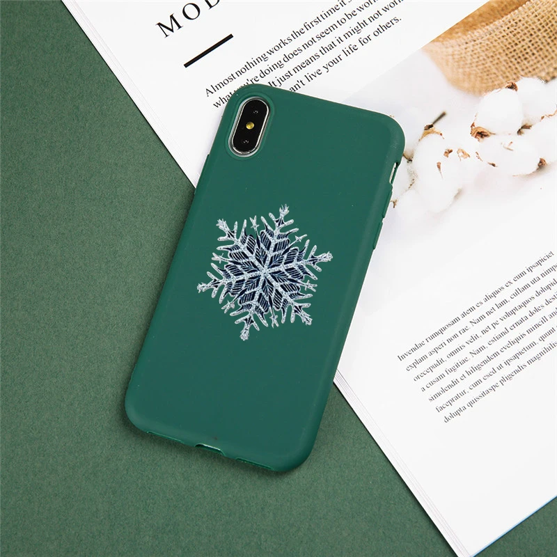 Темно-зеленый PhoneCase для Iphone Xr 8 7 Plus X 6S эстетический снежинки телефон Xs 11 pro xs Max