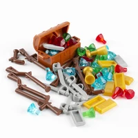 pirates treasure accessories parts building blocks city girl jewelry gem stone gold money figures weapons brick toys