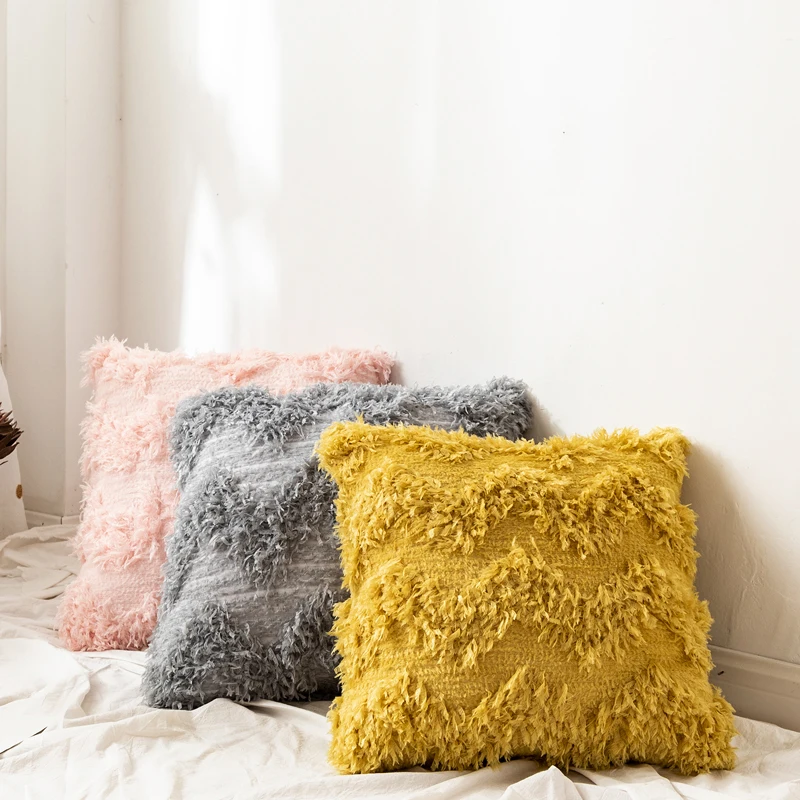 45x45 см наволочка квадратная Подушка Чехол горчичный розовый серый белый