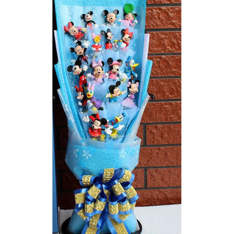 Cartoon bouquet Детская Пижама с Микки Маусом и Минни-Маус Мышь Фигурки игрушки куклы с Микки Маусом Минни-Маус Гуфи ПВХ Торт украшения для детей Рождественский подарок 6 шт./компл - Цвет: Cartoon bouquet