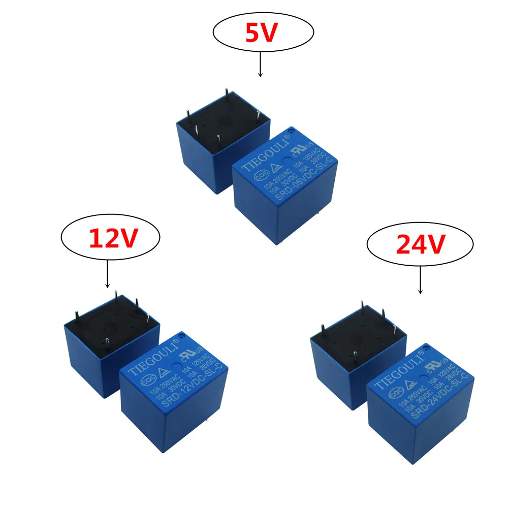 5 шт. DC в 12 В 24 реле мощности SRD 05VDC SL C Тип печатной платы 12VDC 24VDC платы|relay|relay power |