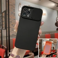 sliding lens protective liquid silicone case for iphone 11 pro max mini 12 pro xs x xr 7 8 6 plus 13 push pull cover on iphone
